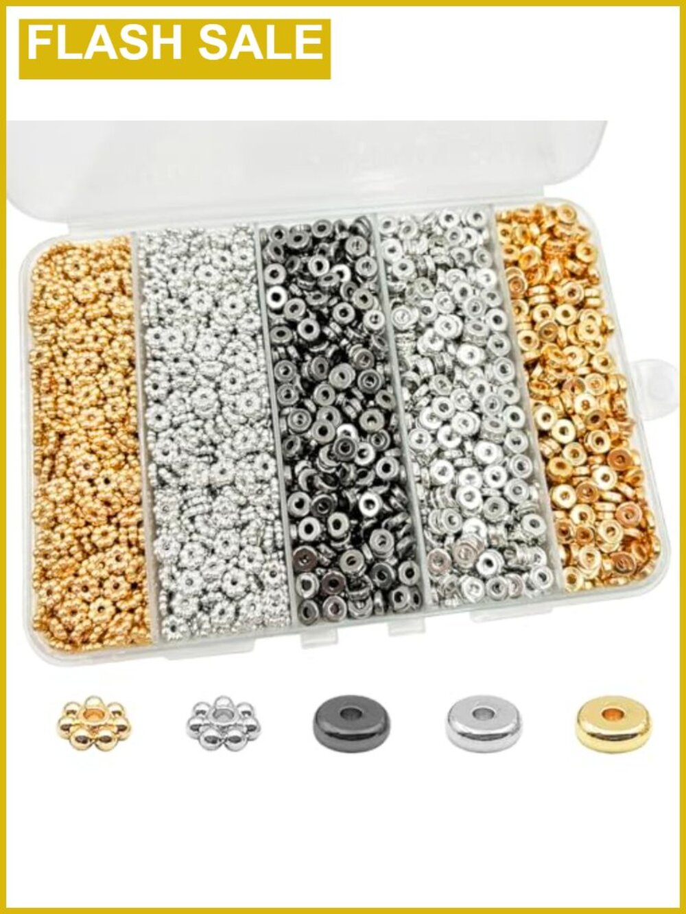 2000pcs 6mm Flat Round Spacer Beads Clay Beads for Bracelet Making Kit